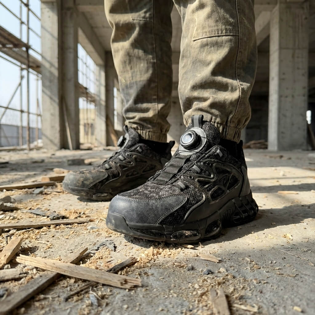 STROVAK Core safety shoe worn by warehouse worker during everyday shift