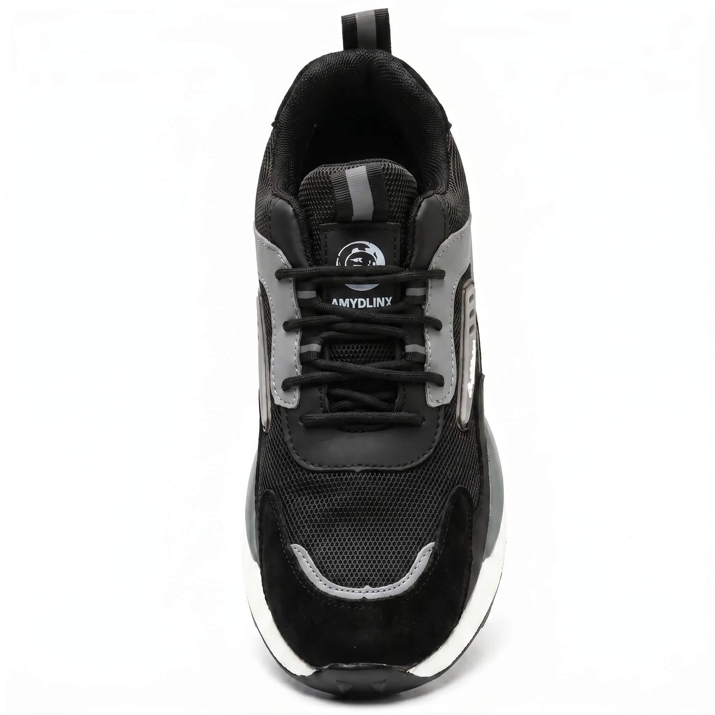 Black and gray safety shoe on a white background