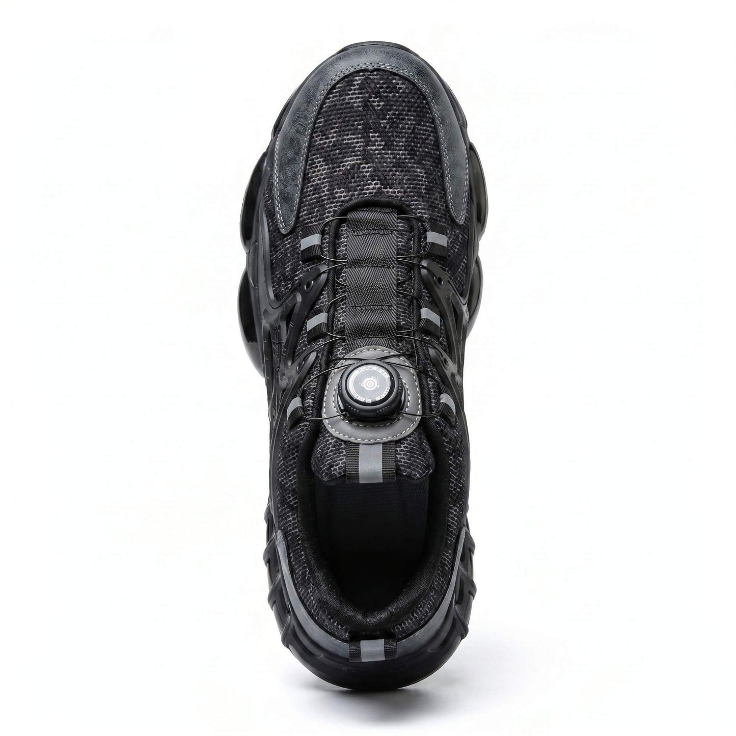 
STROVAK Core safety shoe top view showing full upper construction and tongue padding steel toe cap