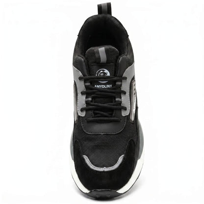 Black and gray safety shoe on a white background