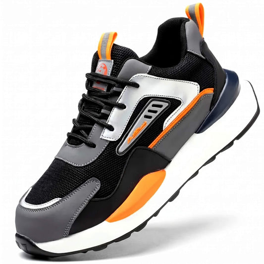 strovak pulse orange lightweight safety trainer side view