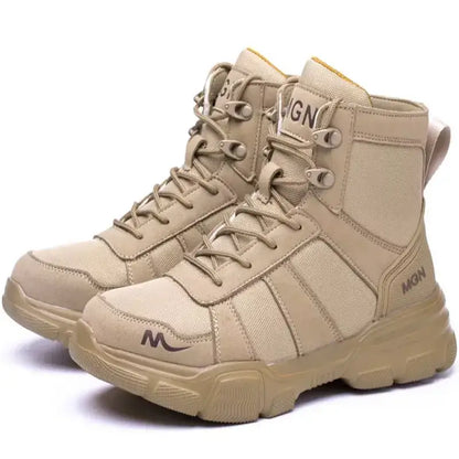 strovak anvil beige safety boots steel toe cap white backgrounf