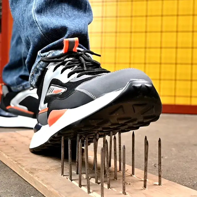 strovak pulse orange safety shoes steel toe cap on nails